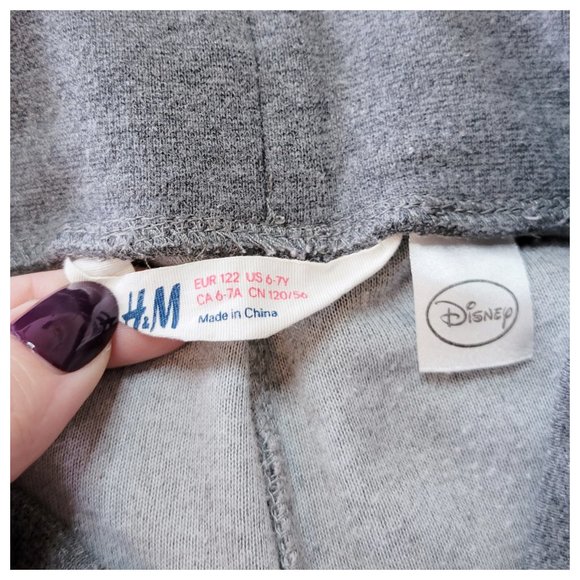 H & M Disney Minnie Mouse Gray Pink Teal Drawstring Waist Cut-Off  LoungE Shorts - Picture 9 of 11